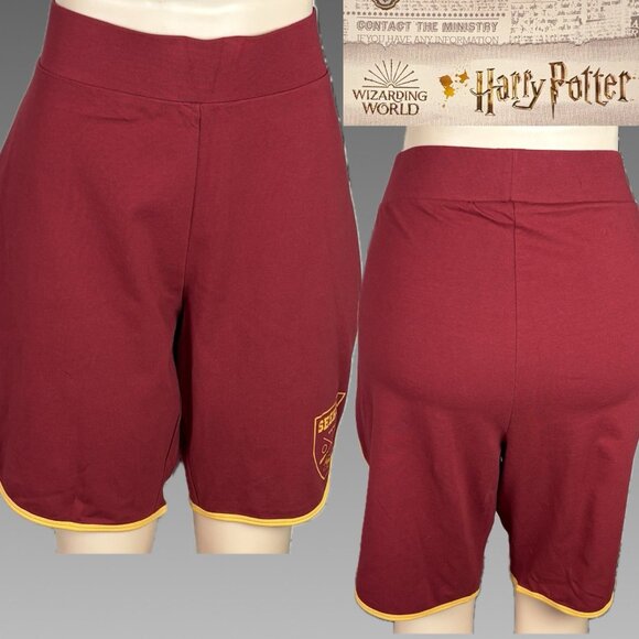Harry Potter +3 Red Seeker Graphic Marigold Piping Trim Cotton Bike Shorts - Picture 1 of 7